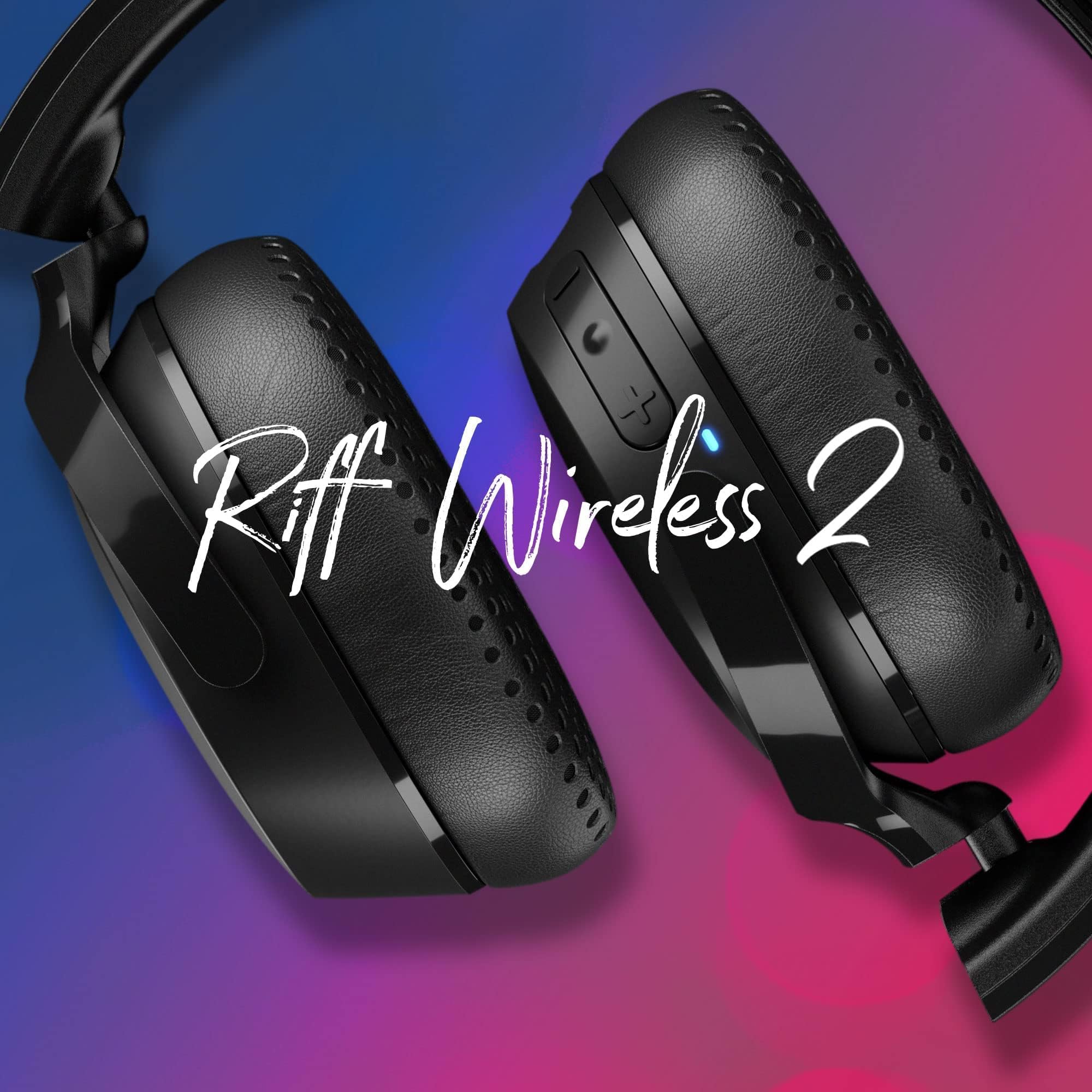 Skullcandy Riff 2 On-Ear Wireless Headphones, 34 Hr Battery, Microphone, Works with iPhone Android and Bluetooth Devices - Black